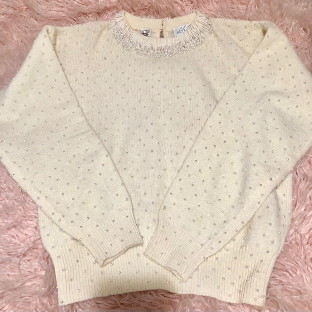 Vintage Lord & Taylor Fuzzy Pearl Sweater